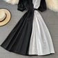 Chic Contrast Color Short-Sleeved Dress  10769