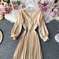 Simple V Neck Long Sleeve Dress Fashion Dress  10805