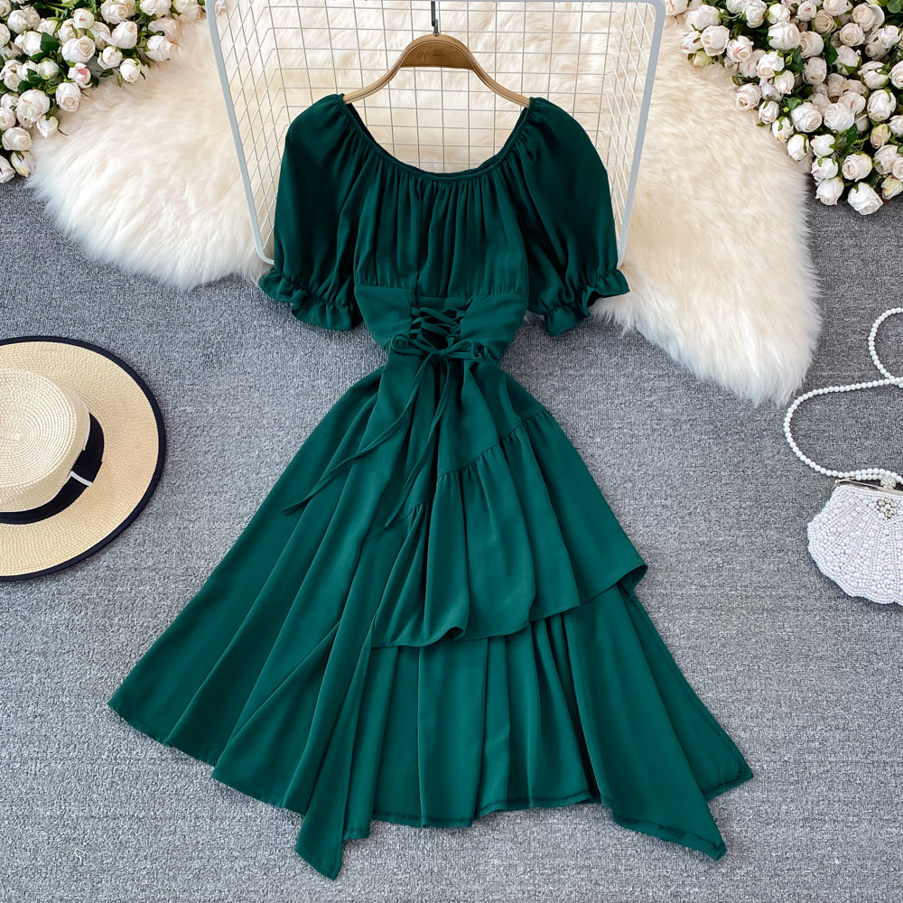 Robe simple à lacets avec robe irrégulière 10738