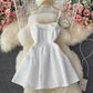 White A Line Short Dress Fashion Dress  10734
