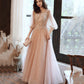 Cute tulle lace long prom dress A line evening dress  10554