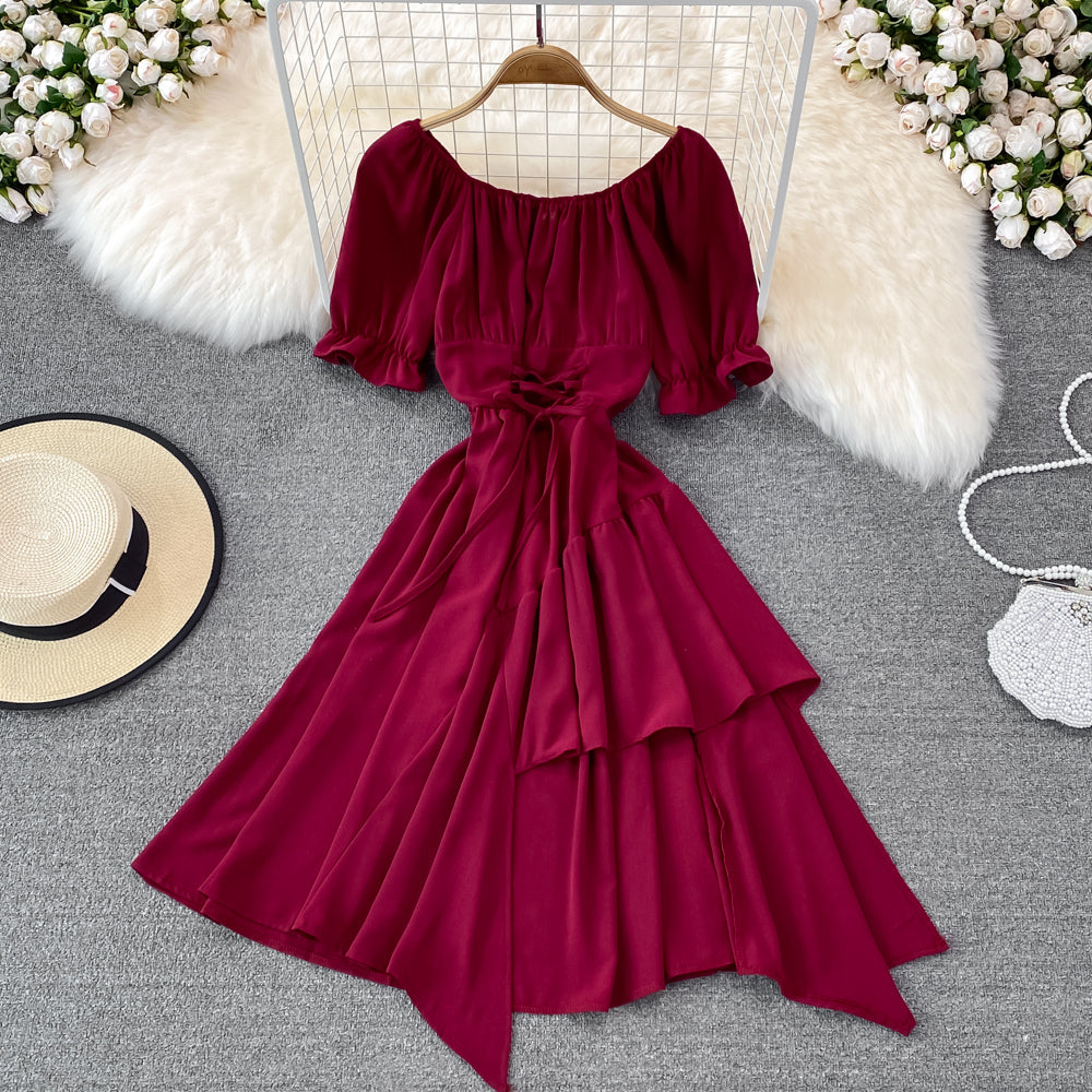 Robe simple à lacets avec robe irrégulière 10738