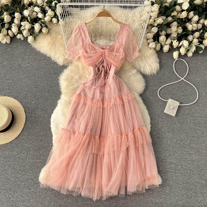 Robe courte en tulle mignonne Robe trapèze tendance 10719 