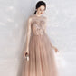 Stylish tulle lace long prom dress A line evening dress  10397