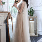 Champagne tulle sequins long prom dress evening dress  10605