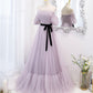 Purple tulle long prom dress A line evening dress  10446