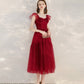 Red tulle short A line prom dress cocktail dress  10399