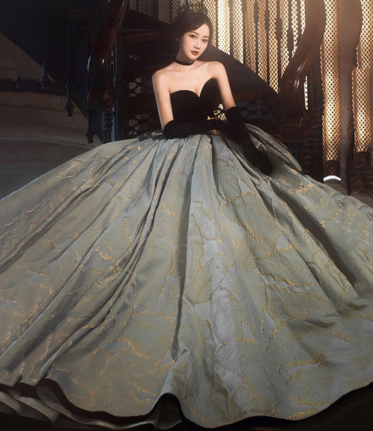 Amazing satin long ball gown dress formal dress  10471