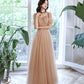 Cute tulle long prom dress A line evening dress  10430