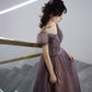 Cute tulle beads long prom dress A line evening dress  10498