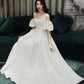 Simple A line long white prom dress white evening dress  10338
