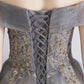 Gray tulle sequins long prom dress evening dress  10639