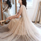 Champagne tulle sequins long prom dress evening dress  10605