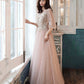 Cute tulle lace long prom dress A line evening dress  10554