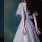 Gray tulle sequins short prom dress homecoming dress  10611