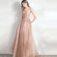 Cute tulle lace long A line prom dress evening dress  10392