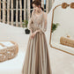 Cute tulle lace long prom dress A line evening dress  10449
