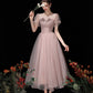 Pink tulle beads short prom dress A line homecoming dress  10518