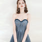 Blue tulle beads long prom dress A line evening dress  10549