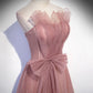 Pink tulle sequins long prom dress A line evening dress  10420