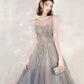 Cute tulle beads long prom dress A line formal dress  10547