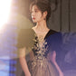 Black tulle sequins long prom dress A line evening dress  10441