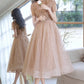 Cute tulle beads short prom dress A line party dress  10519