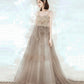 Cute tulle sequins long prom dress A line evening dress  10546