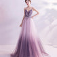 Purple tulle sequins long prom dress purple evening dress  10479