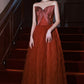 Burgundy satin tulle long prom dress A line evening dress  10649