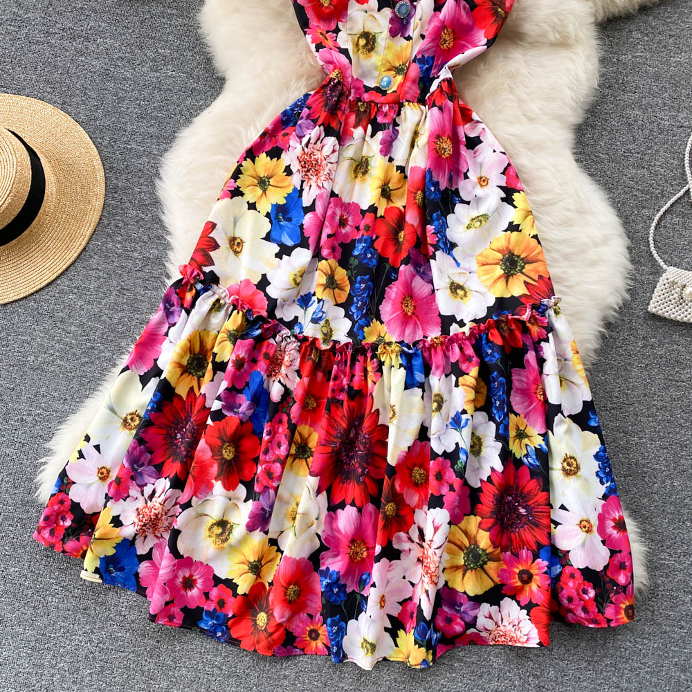 Cute A Line Floral Dress Fashion Dress  10663
