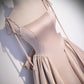 Cute satin long A line prom dress with bow  10404