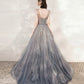 Cute tulle beads long prom dress A line formal dress  10547