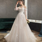 Cute tulle lace long prom dress A line evening dress  10573