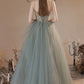 Cute tulle long A line prom dress evening dress  10645