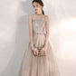 Champagne tulle sequins long prom dress evening dress  10375