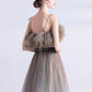 Gray green tulle sequins long prom dress evening dress  10616