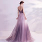 Purple tulle sequins long prom dress purple evening dress  10479