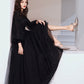 Black tulle lace long prom dress A line evening dress  10460
