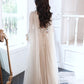 Champagne tulle sequins long prom dress evening dress  10605