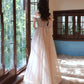 Champagne tulle long prom dress A line evening dress  10388