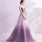 Purple tulle sequins long prom dress purple evening dress  10479