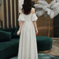 Simple A line long white prom dress white evening dress  10338