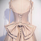Cute satin long A line prom dress with bow  10404