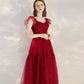 Red tulle short A line prom dress cocktail dress  10399