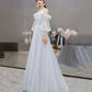 Cute tulle lace long prom dress A line evening dress  10476
