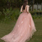 Pink 3D Flowers Long Prom Dress A line Evening Dress  10466