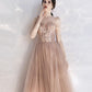 Stylish tulle lace long prom dress A line evening dress  10397