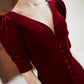 Burgundy velvet long prom dress mermaid evening dress  10414