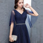 Blue tulle long prom dress A line evening dress  10377